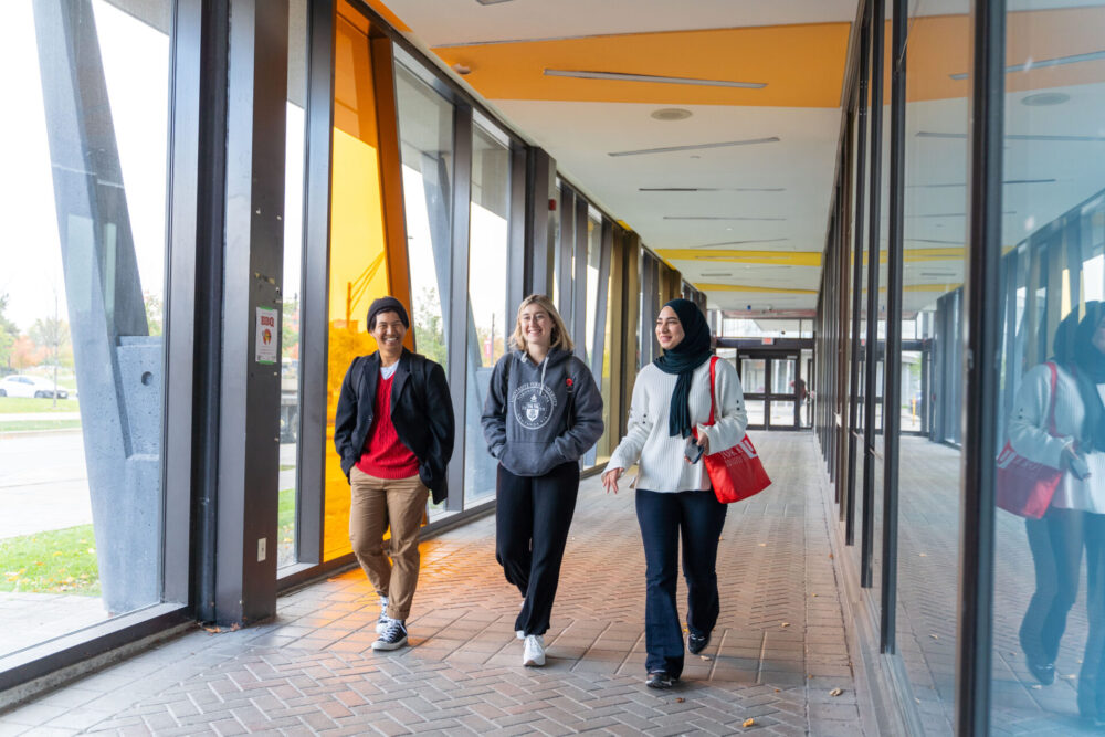 Students walking on campus