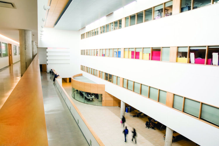 View of a building with windows inside