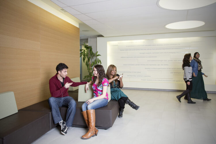 Students sitting at the lobby