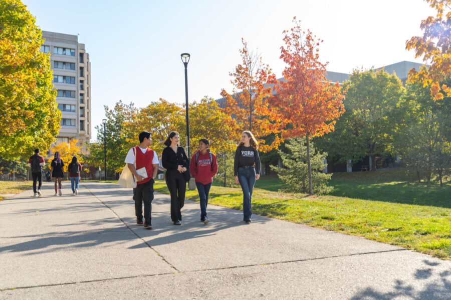 Students walking on campus