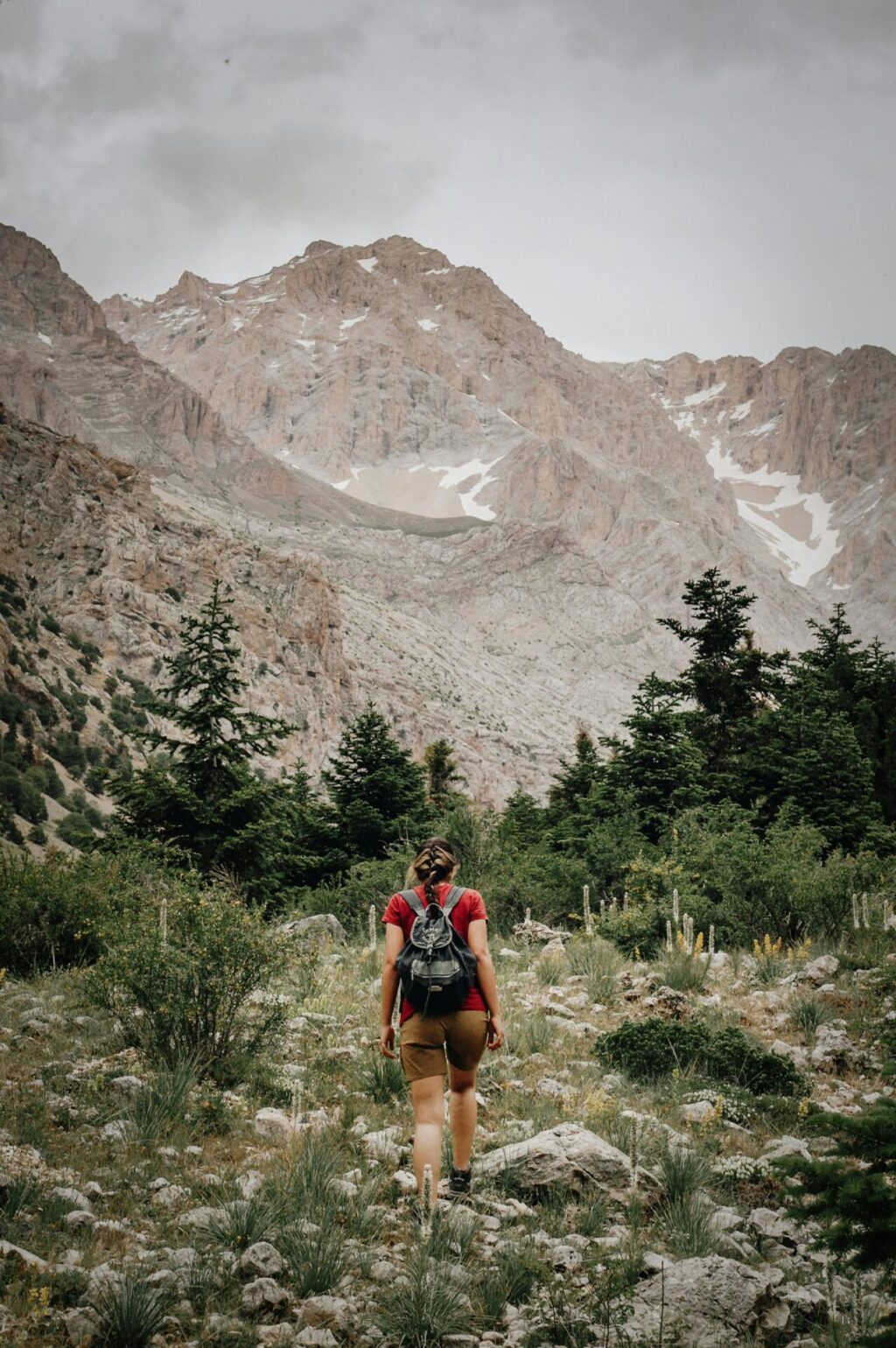 Person hiking in the mountains