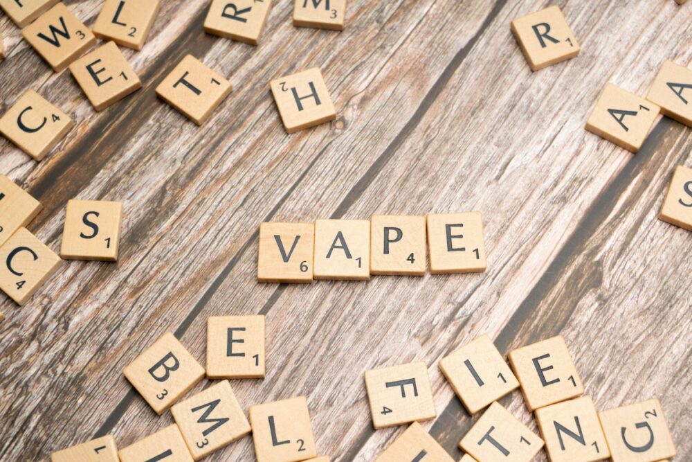 Vape in scrabble letters