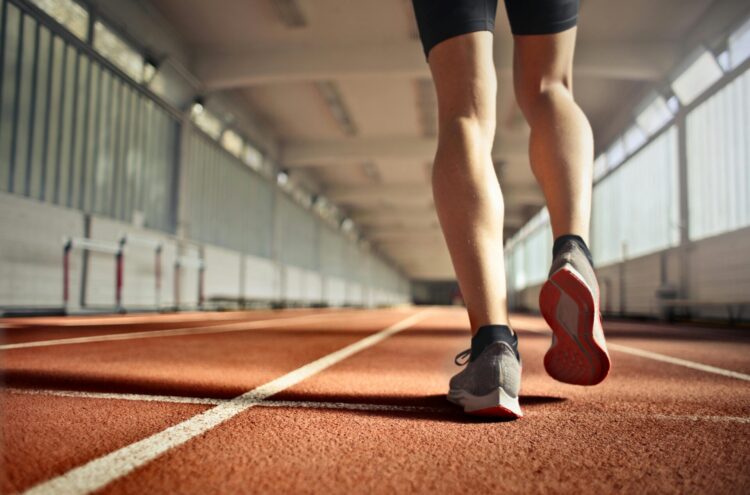 Athlete during training on running track