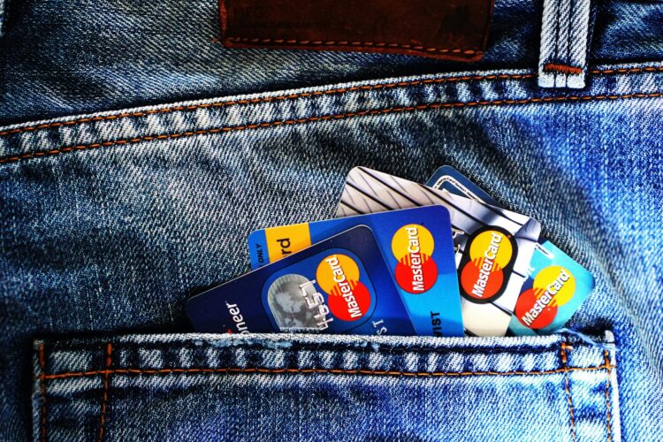 Credit cards in a jean pocket