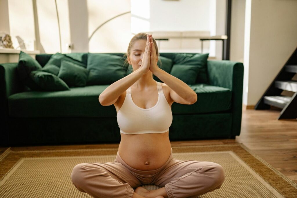 Pregnant women doing yoga