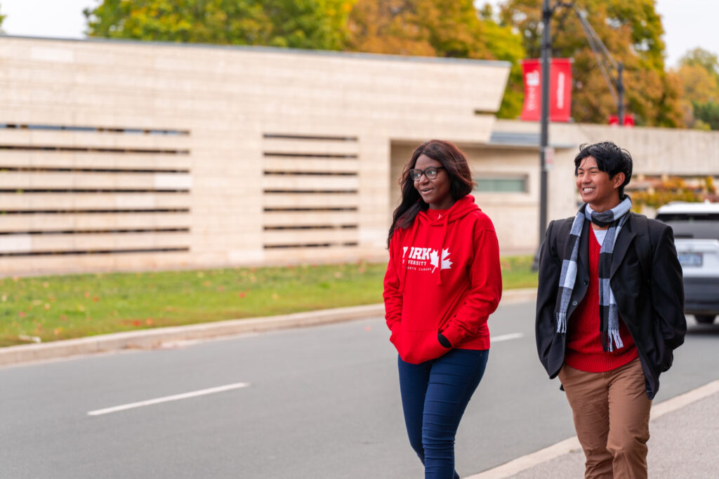 Students walking on Keele campus