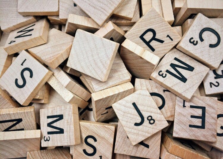 Brown scrabble letters