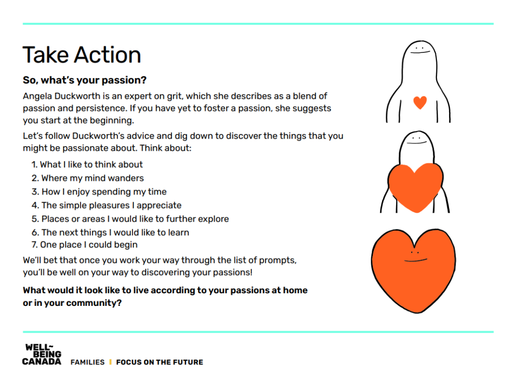 Graphic about developing passions. Image retrieved from Well-being Canada.