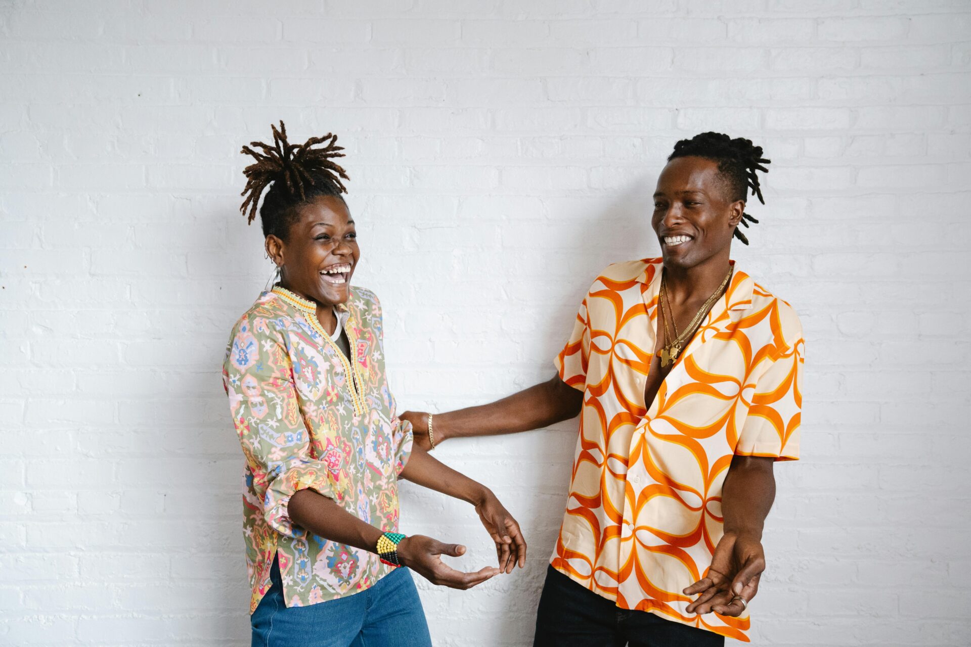 Couple laughing with each other